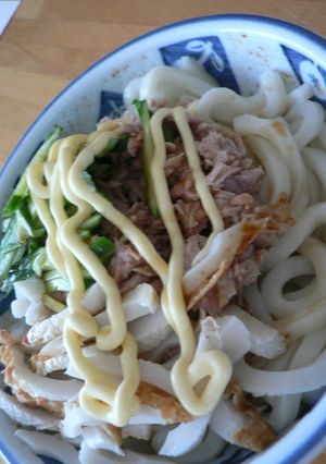 ツナきゅうＤＥ茹であげうどん♪-レシピのメイン写真