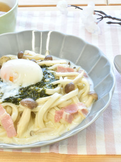 アカモクのクリームうどん-レシピのメイン写真