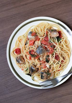 鯖とフレッシュトマトのオイルパスタ-レシピのメイン写真