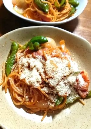 ベーコンとピーマン、玉葱のナポリタン-レシピのメイン写真