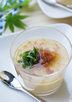 フライパンで！冷やし茶碗蒸し　梅肉ソース-レシピのメイン写真