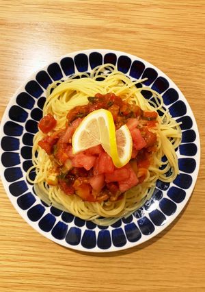 肇特製・セロリのレモントマトパスタ-レシピのメイン写真