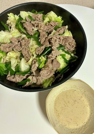 10分簡単！牛肉の蒸し焼き&豆乳ごまダレ-レシピのメイン写真