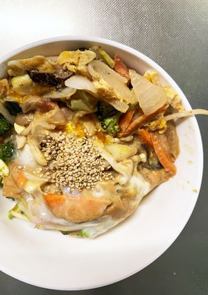 お一人様野菜たっぷりレモン風味梅親子丼風-レシピのメイン写真