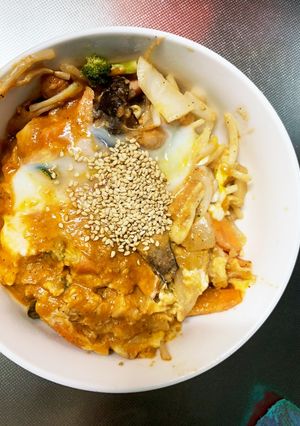お一人様野菜たっぷりさっぱり洋風親子丼風-レシピのメイン写真