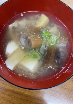 富山の産後は干しずいき油揚豆腐の味噌汁-レシピのメイン写真