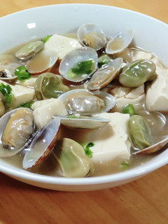 豆腐とあさりとそら豆の中華風煮-レシピのメイン写真