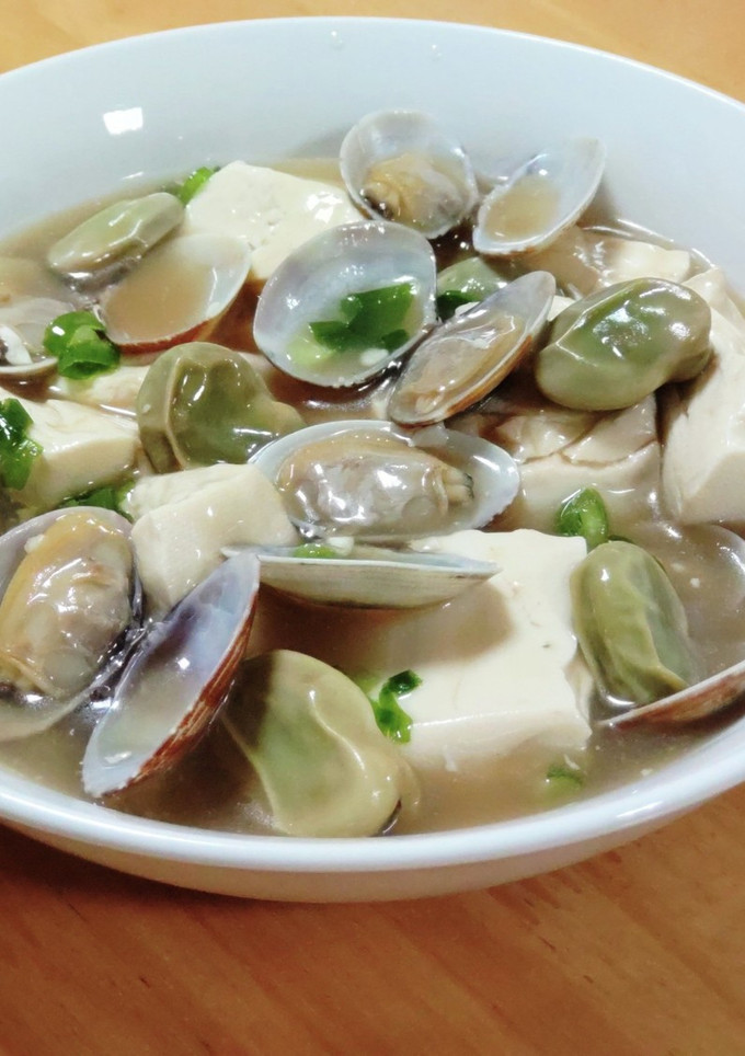 豆腐とあさりとそら豆の中華風煮-レシピのメイン写真