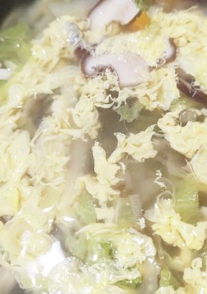 白菜、人参、しいたけと溶き卵のスープ-レシピのメイン写真
