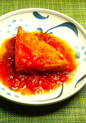 厚揚げのひき肉詰めトマト風味ワンパン簡単-レシピのメイン写真