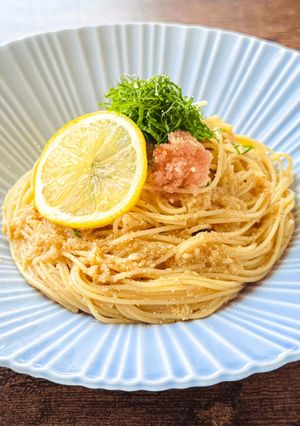 95℃「出汁しょうゆ」冷製明太パスタ-レシピのメイン写真