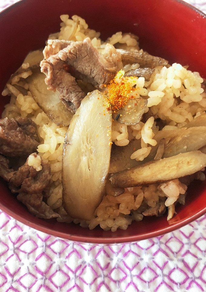 牛と牛蒡の炊き込みご飯-レシピのメイン写真