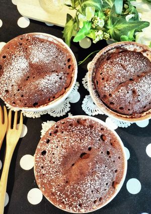 レンジで１分♪簡単米粉のチョコ蒸しケーキ-レシピのメイン写真