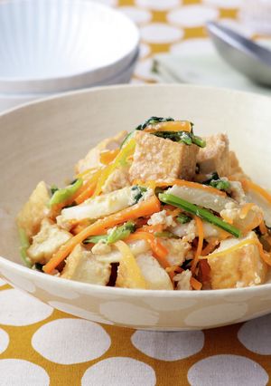 鶏ひき肉みそ麹漬けの厚揚げ蒸し野菜-レシピのメイン写真