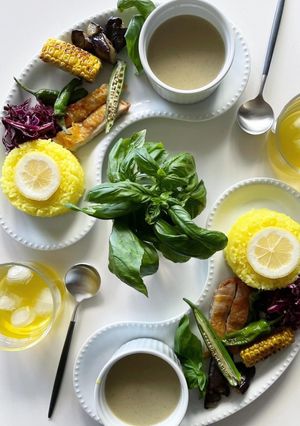 夏野菜を添えた♡本格グリーンカレー-レシピのメイン写真
