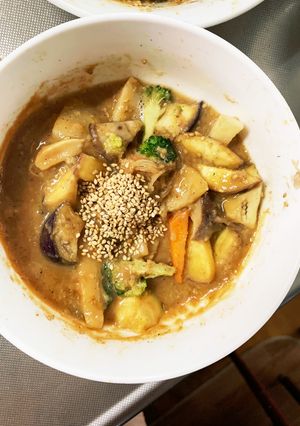 簡単きな粉簡単赤味噌味ツナ根菜茄子野菜炒-レシピのメイン写真