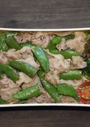 レンジで★スナップエンドウと豚肉の丼弁当-レシピのメイン写真