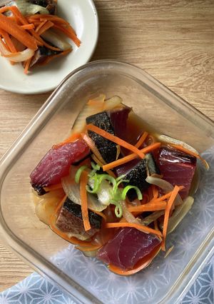 ノンオイルなのに激うま！鰹の南蛮漬け風-レシピのメイン写真