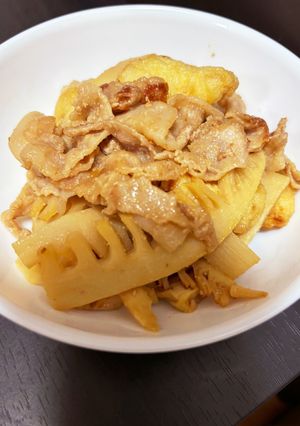 豚バラ筍と油揚げの味噌炒め-レシピのメイン写真