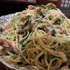 焼塩鯖と水菜と大葉の梅肉和風パスタサラダ-レシピのメイン写真