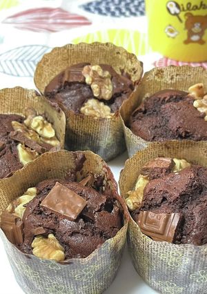 簡単☆チョコ&くるみのカップケーキ-レシピのメイン写真