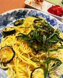 大葉としらすの玉ねぎ麹パスタ