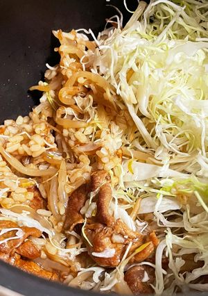 一人暮らし10分もんじゃ風豚キャベツ飯-レシピのメイン写真
