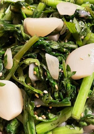 春菊と生にんにくの副菜-レシピのメイン写真