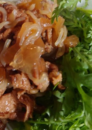 牛丼 サラダ春菊添え-レシピのメイン写真