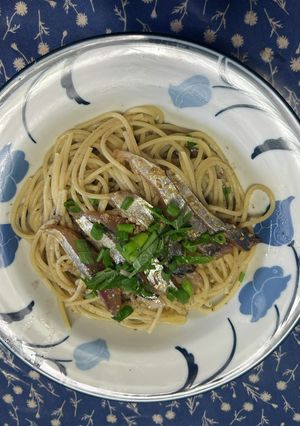 鯵の胡麻漬け煮干しのスパゲッティ-レシピのメイン写真