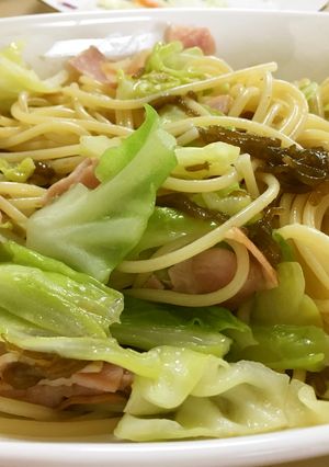 もずくとキャベツの和風パスタ☆ワンパン☆-レシピのメイン写真