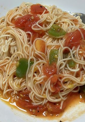 簡単パパッとトマトの素麺パスタ-レシピのメイン写真