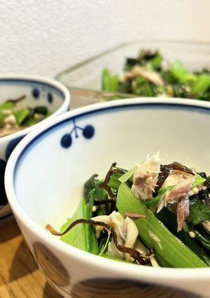 小松菜と焼鯖の塩昆布和え-レシピのメイン写真