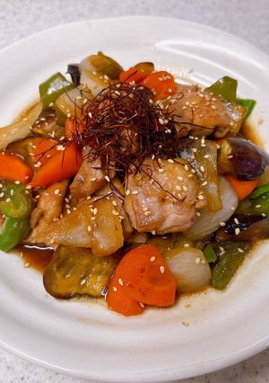 鶏もも肉とたっぷり野菜の赤酢炒め-レシピのメイン写真