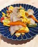 野菜たっぷり！焼肉用豚バラ肉の中華風炒め