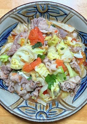 豚コマとトマトとキャベツのフライパン蒸し-レシピのメイン写真