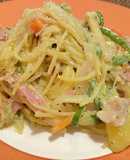 シチュー活用！スパゲッティコスモポリタン