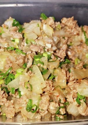 ひき肉と玉ねぎのペペロンチーノ風-レシピのメイン写真
