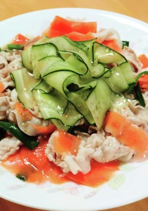ひらひら野菜の豚しゃぶしゃぶサラダ-レシピのメイン写真