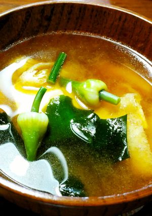 にんにくの芽、蕾「にんにく坊主」お味噌汁-レシピのメイン写真