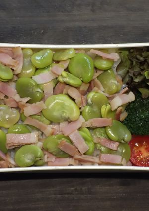 レンジで簡単★そら豆とベーコンの丼弁当-レシピのメイン写真