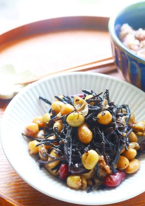 さっぱり美味しい♪ひじきとお豆の梅煮-レシピのメイン写真