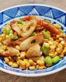 トウモロコシと枝豆とちくわのレンジ蒸し