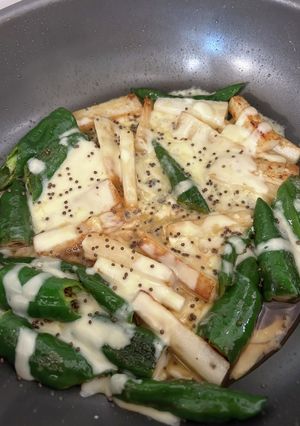 万願寺とうがらしと長芋のポン酢チーズ♡-レシピのメイン写真