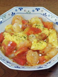 海老入りトマトと卵の炒め合わせ-レシピのメイン写真