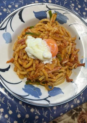 温玉のせナポリタンうどん-レシピのメイン写真