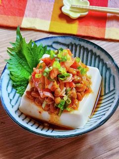 ☆カニかまとキムチ納豆の冷やっこ☆-レシピのメイン写真