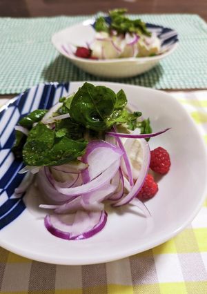 お豆腐にバジルソースかけ　ラズベリー添え-レシピのメイン写真