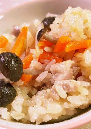 炊飯器で作る鶏肉としめじのおこわ6合-レシピのメイン写真