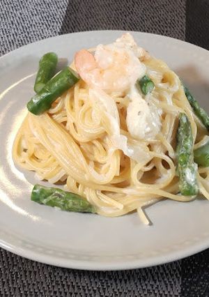 玉ねぎのワンパンクリームスパゲティ-レシピのメイン写真